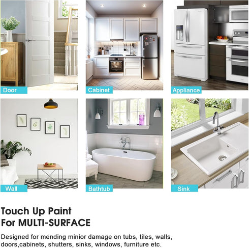NADAMOO White Multi Surface Touch Up Paint, Interior and Exterior House Appliance Paint for Cabinet, Wall, Door, Furniture, Windows, Shutter and T...