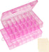 2 Pack 24 Grids Pink Plastic Organizer Box, Storage Container with Adjustable Divider, Craft Organizers and Storage Bead Storage Organizer Box for...