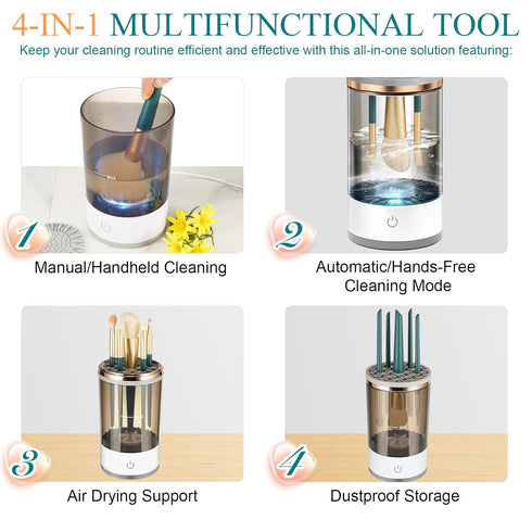 Makeup Brush Cleaner Machine, Electric Cosmetic Brush Cleaner - Fast, Automatic Spinning, Beauty Blender Cleaners Fit For All Size Makeup Brush, B...