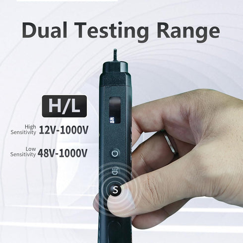 Voltage Tester, Non Contact Voltage Detector,Circuit Tester with Dual Range AC 12-1000V/48-1000V,Live/Null Wire Tester with LCD Display Buzzer Ala...