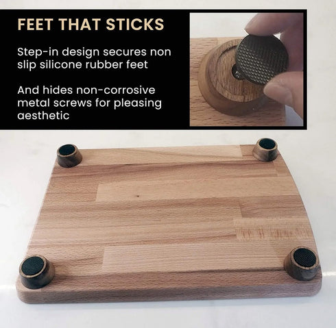 Wooden Cutting Board Feet - Cutting Board Feet Kit - Wood cutting board feet with silicone rubber feet for cutting board - Raised Cutting Board fe...