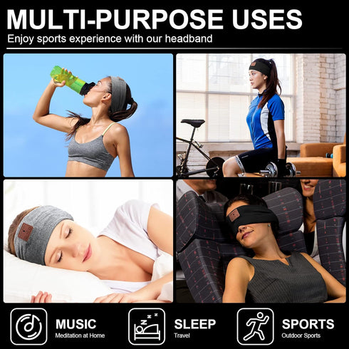 2 Pieces Wireless Bluetooth-compatible Music Headband with HD Speakers Wireless Headphones for Side Sleepers Sleeping Calling Jogging Yoga Workout...