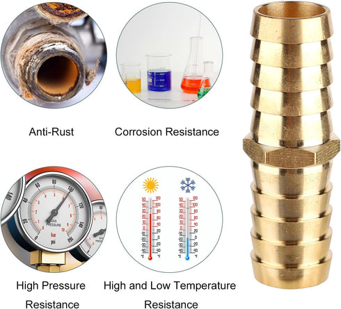 14pcs Brass Hose Barbed Fittings, 3/16" 1/4" 5/16" 3/8" 1/2" 5/8" 1/4" with 26pcs Stainless Steel Hose Clamps, Hose Barb Splicer Mender Connector ...