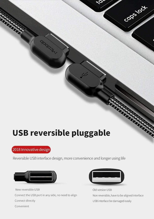 (3 Pack) USB 90 Degree Right Angle Design Game Cable LED Nylon Braided Sync Charge Double Size USB Data 4FT/1.2M Cable Compatible New PhoneiPad Pr...