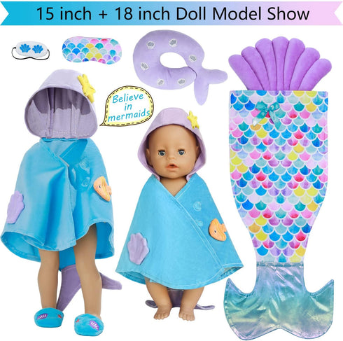 18 Inch Doll Sleeping Bag and Clothes Accessories Set - 18” Doll Clothes Accessories Fits Baby Dolls, 18inch Doll Accessories Include Eye Masks, P...