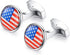 HONEY BEAR American USA Flag Cufflinks Mens Steel for Business Wedding Gift (Round)...