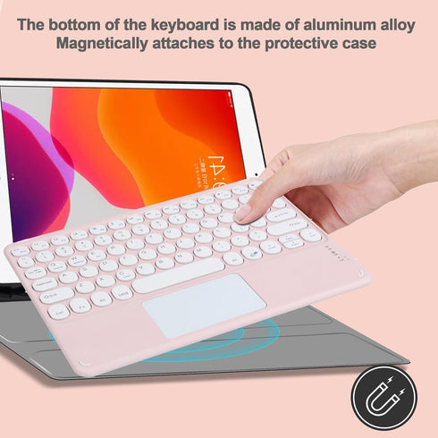 Wireless Keyboard with Touchpad,Ultra-Slim Portable Rechargeable Bluetooth Keyboard,Ipad Keyboard with Trackpad for iPad/iPad Pro and Other iOS An...