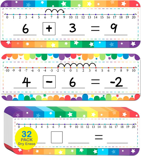 32 Pack Number Line Dry Erase Board Double Sided Classroom Must Haves Math Manipulatives Teacher Supplies for Kindergarten Elementary Special Educ...