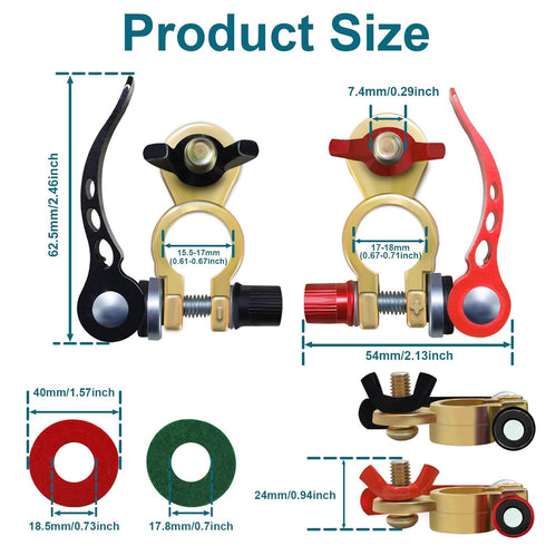2 PCS Battery Terminals, Battery Terminal Connectors, Quick Release Battery Terminal, Car Battery Terminal...