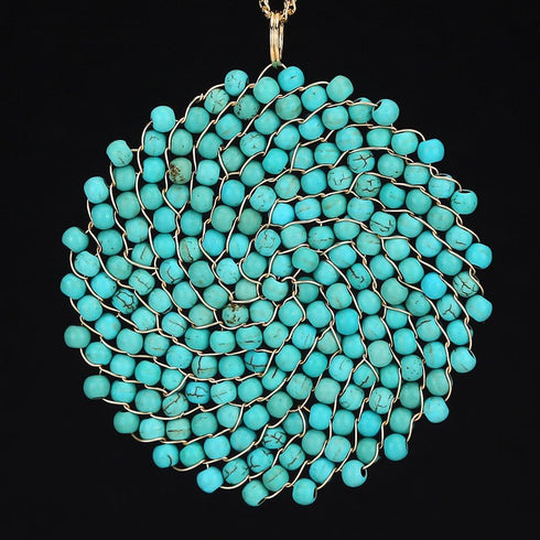 Niumike Handmade Crystal Circle Pendant Necklace for Women Disc Long Statement Necklaces with Box...