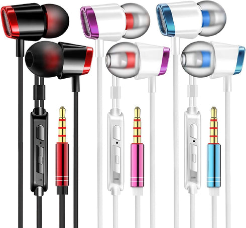 YNR 3 Pairs Wired Earbuds with Microphone & Volume Control, in Ear Earphones, Noise Islating High Definition, for 3.5mm Jack iPhone iPad iPod Sams...