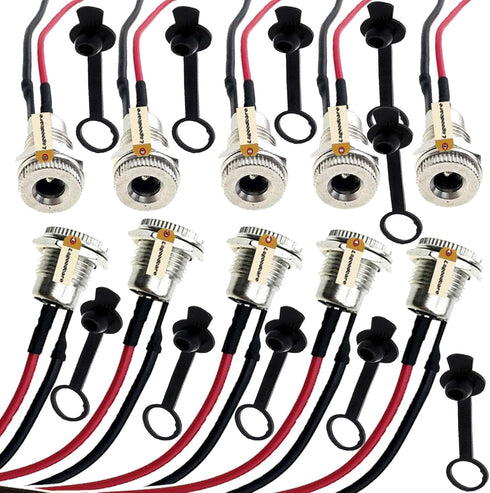 Lsgoodcare 10Pack 5.5 x 2.5 MM 10A DC Power Jack Socket Dc-099 30V Threaded Female Mount Connector Adapter with 3.94Ich 18Awg Cable...