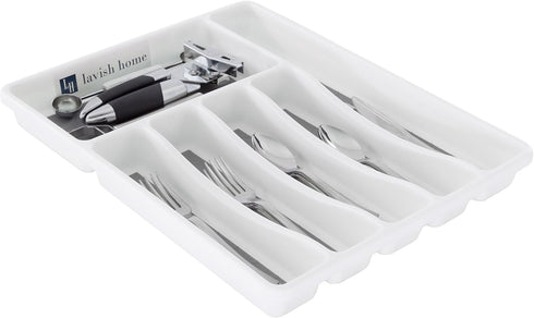 Silverware Drawer Organizer with 6 Sections and Nonslip Tray - For Kitchen Flatware and Cutlery, Office Supplies, and Makeup Products by Lavish Ho...