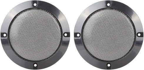 X AUTOHAUX 2pcs 4 Inches Metal Glossy Audio Speaker Cover Mesh Subwoofer Grill Horn Guard Decorative Circle Grille Protector Black for Car...