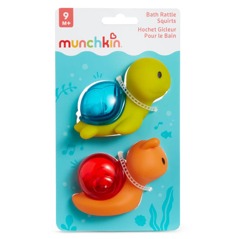 Munchkin® Bath Rattle Squirts - Fun Sensory Bath Learning Toys for Babies and Toddlers, Turtle and Snail, 2 Pack...