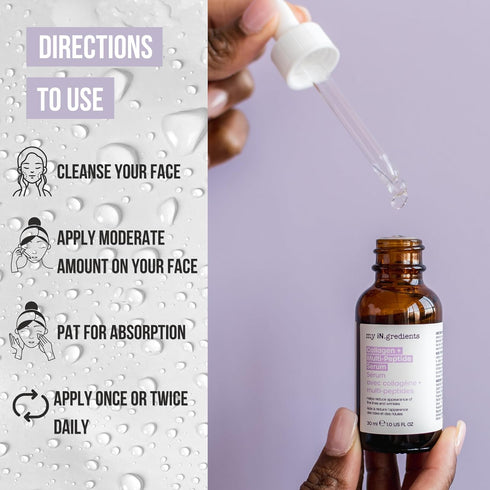 Masque Bar My Ingredients Multi Peptide Serum with Collagen- Wrinkle & Fine Lines reducing Face Serum- Anti-aging Hydrating Serum- Skin Plumping K...