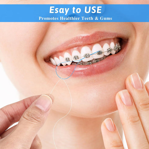 Dental Floss Threaders, 100 Count Deep Clean Floss Glide Threader Floss for Braces, Bridges, Implants, Nylon Loop Design, Easy to Use, Fresh Breat...
