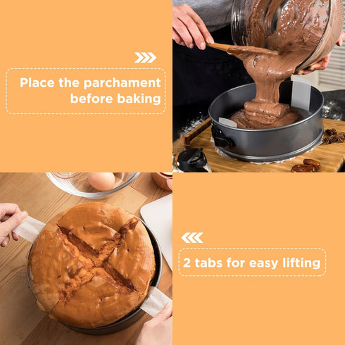 GeeRic 100 Pcs Baking Parchment Paper, 8 inch Round Cake Pan Liner with Lift Tab, Non-Stick Precut Baking Parchment for Baking Cookies, Bread (Whi...