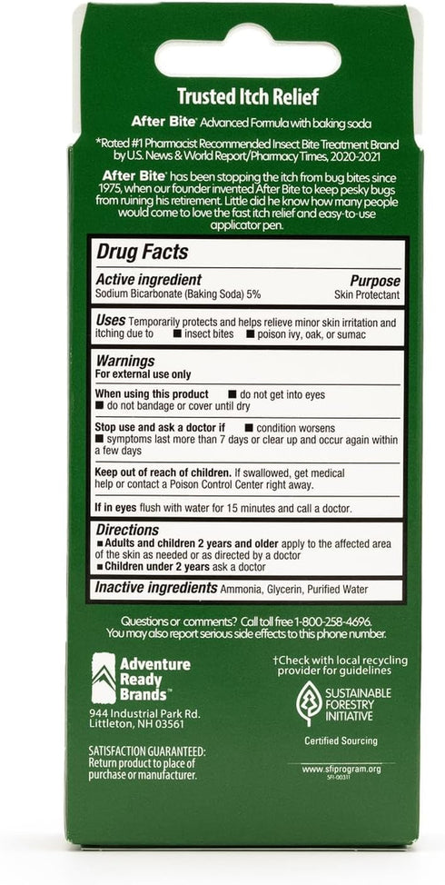 After Bite Advanced Formula - Itch Relief with Sodium Bicarbonate - Ideal for Mosquito & Fire Ant Bites, Bees & More - Portable Pen Applicator - 0...