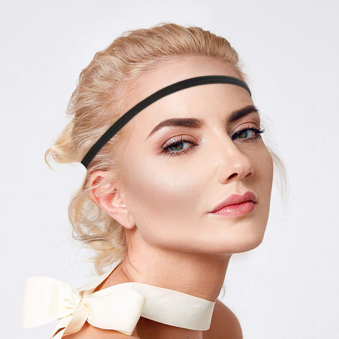 12 Pieces Thin Elastic Sports Headbands Skinny Athletic Hair Bands Yoga Head Band Sweatband for Exercise Yoga Workout Running Soccer, Black...