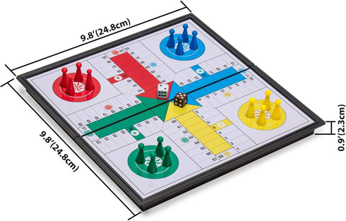 Yellow Mountain Imports Ludo Magnetic Folding Travel Board Game Set - 9.8 Inches - Portable Classic Strategy Game Set...
