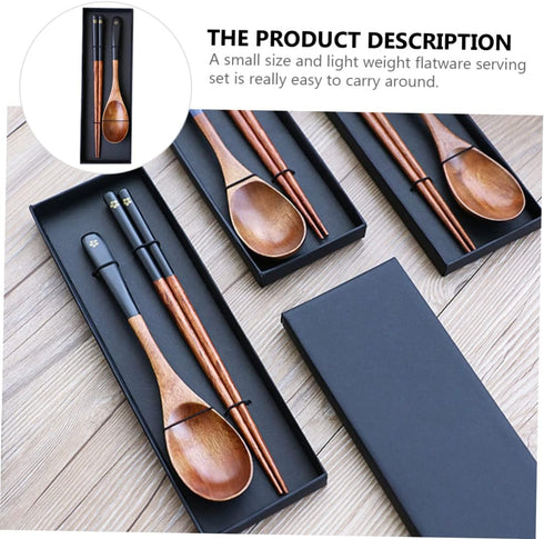 1 set Chinese Portable Friendly Party Lunch Chopsticks Picnic Cutlery and Dinner Home Wooden Style Table Pouch Tableware Reusable Case Flatware Di...