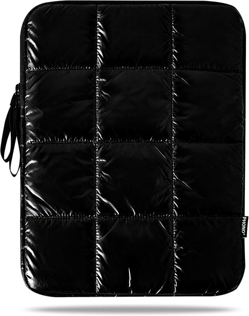 Puffy Laptop Sleeve 13 Inch Black, Waterproof Carrying Case Bag for Women, Fluffy Computer iPad Pro 12.9 Case, Compatible with MacBook Pro 12, Mac...