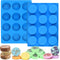 Palksky Soap Mold Silicone for Soap Making, (2pcs)12Cavity Large Round Lotion Bars Mold for Freshie Supplies/Shower Steamer (Blue)...