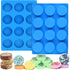 Palksky Soap Mold Silicone for Soap Making, (2pcs)12Cavity Large Round Lotion Bars Mold for Freshie Supplies/Shower Steamer (Blue)...