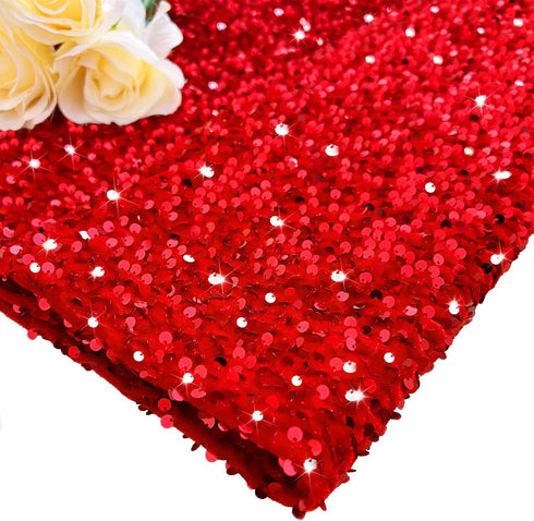 Sequin Fabric Red Glitter Fabric Stretch Velvet Fabric by The Yard 1 Yard Mermaid Sequins Fabric Large Sequins Christmas Fabric for Sewing Dress S...