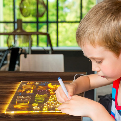 CAPOT Acrylic Dry Erase Board with Light 5.9 X 5.9” Light up Dry Erase Board with Stand as a Glow Memo LED Letter Message Board Led Note Board Whi...