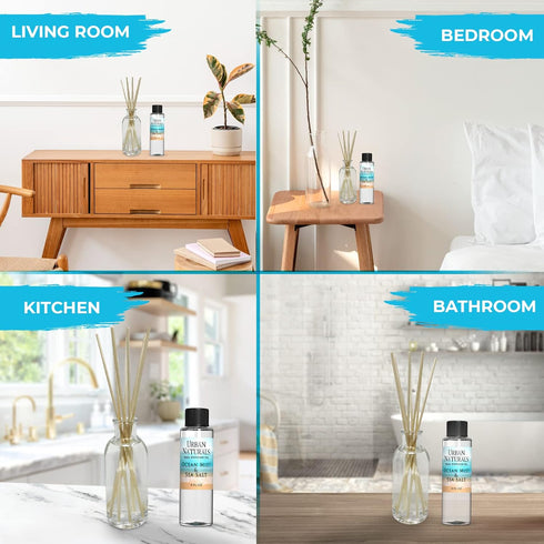 Urban Naturals Ocean Mist & Sea Salt Scented Oil Reed Diffuser Refill | Includes a Free Set of Reed Sticks! 4 oz....