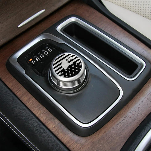 Dial Shifter Trim Plate Etched American Flag Eagle Emblem, Gear Shift Switch Knob Cover Fit for Chrysler Pacifica, Chrysler 200/300, Dodge Durango...