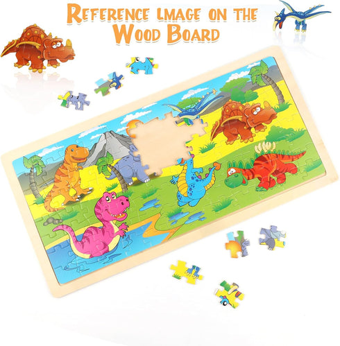Dinosaurs Puzzles for Kids, 96 Pcs Jigsaw Large Puzzles for Beginner, Learning Preschool Educational Puzzles Toys for Boys and Girls...