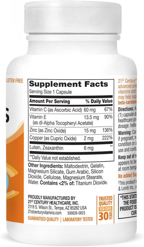 21st Century Healthy Eyes Lutein and Zeaxanthin Capsules, 60 Count (27454)...