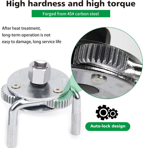 1 PC Round Foot Oil Grid Filter Wrench, 4.92" x 2.36" 3-Jaw Oil Filter Wrench, Extra Thick Double Tab Heavy Duty Oil Filter Removal Tool, For Larg...