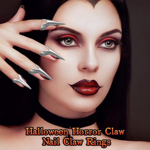 Hicarer Finger Claws Rings Full Finger Set Retro Metal Nail Punk Rock Fingernail Armor Gothic Talon Fingertip Claw for Cosplay Nail Art Holiday Pa...