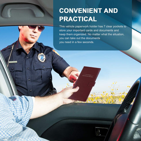 GNEGNI Leather Car Registration and Insurance Card Holder, Auto Truck Document Holder Vehicle Glove Box Paperwork Organizer Wallet with Magnetic C...