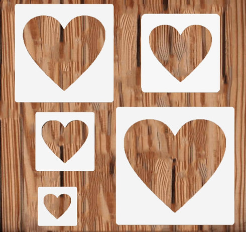 5PCS Heart Stencil 5 Sizes Heart Love Stencils Painting Template Reusable Plastic Starburst Stencils for Painting on Wood Wall Decor...
