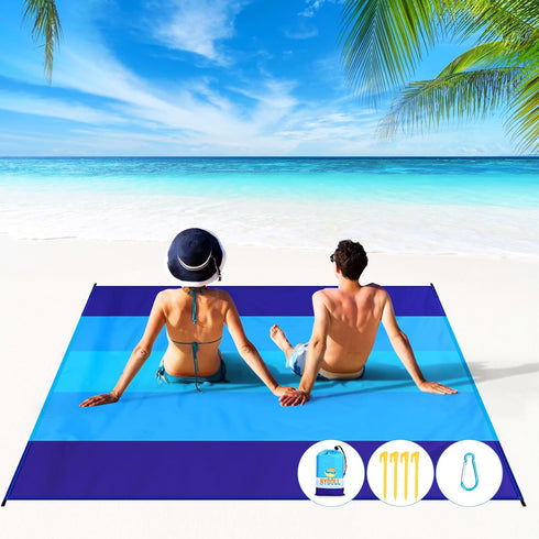 BYDOLL Beach Blanket 78''×81'' 4-7 Adults Oversized Lightweight Waterproof Sandproof Large Picnic Mat for Travel Camping Hiking Picnic(78" X 81", ...