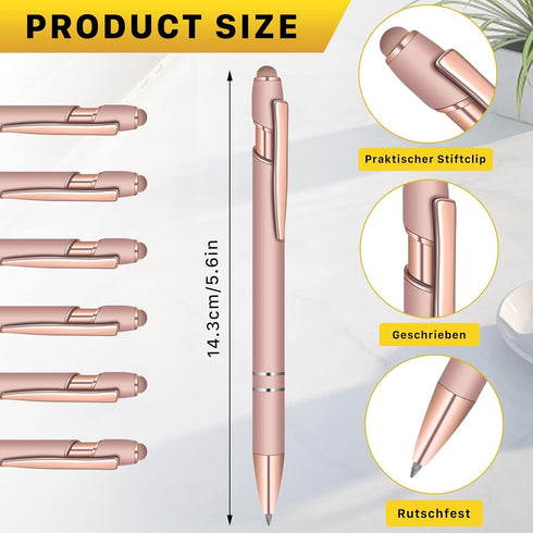 12 Pcs Ballpoint Pen with Stylus Tip,2 in 1 Stylus Ballpoint Pen,Metal Stylus Pen,Rubberized Soft Touch Ballpoint Pen for Touch Screens Tablet,Bla...