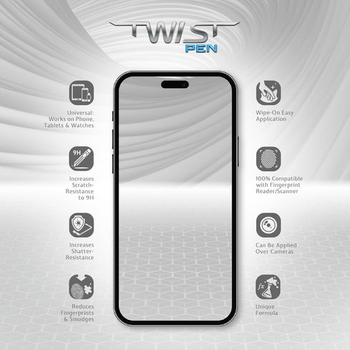 TWIST PEN Liquid Glass Screen Protector for up to 10 Devices - Brush On Scratch and Crack Resistant Nano Protection for All Phones Tablets Smart W...