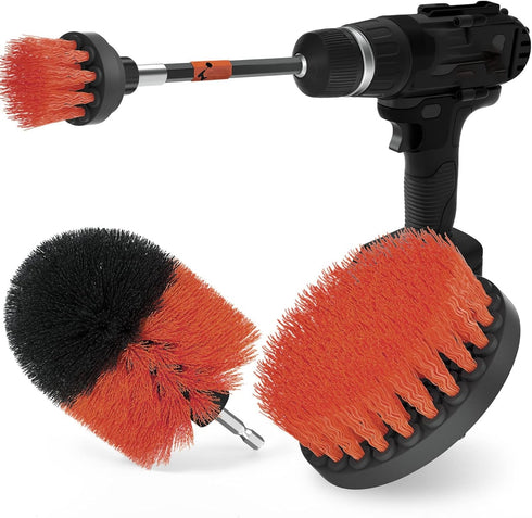 Drill Brush Power Scrubber Cleaning Brush Extended Long Attachment Set All Purpose Drill Scrub Brushes Kit for Grout, Floor, Tub, Shower, Tile, Ba...