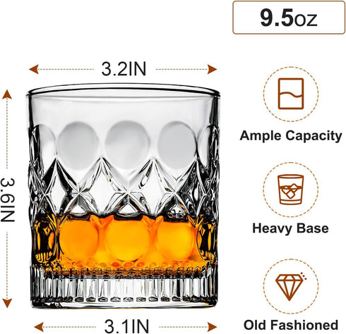 PARACITY Whiskey Glasses Set of 2,christmas gift, Old Fashioned Glasses, Rocks Glasses, Bourbon, Suitable for use in Bars, Parties, and Homes, The...