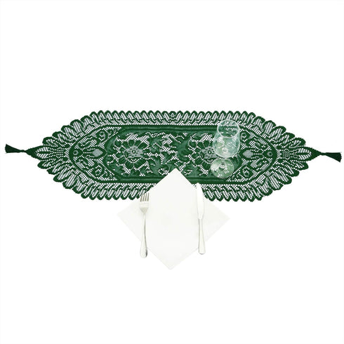 rockcloud Lace Table Cloth Runner for Wedding Banquet Decorations, Christmas Party Table Decor , Green, 13 x 35 Inch...