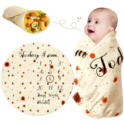 Burrito Tortilla Blanket Baby Stuff Gifts Burritos Tortilla Baby Milestone Blanket Swaddle Blankets Shower Baby Pizza Taco Flannel Wrap Wearable f...
