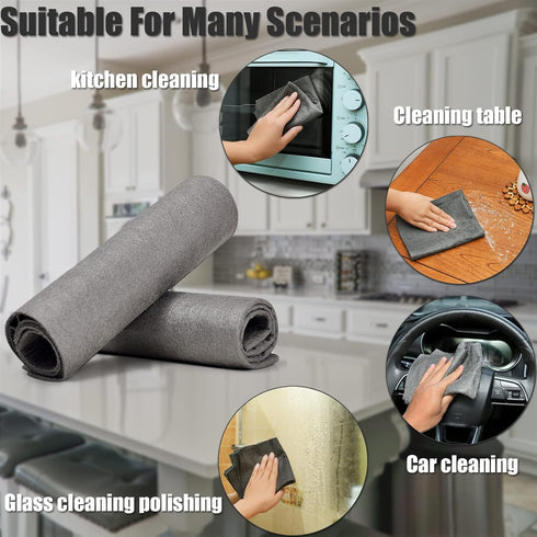 KTT Thickened Magic Cleaning Cloth,Reusable Microfiber Cleaning Cloth.Lint Free Cloth for Home,Window,Mirror Glass and Cars.(12" x 16",5 Pack)...