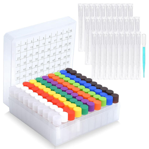 100pcs 2ml vials with caps Plastic Cryogenic Test Tubes with caps lab cryovial Tube Container with 30pcs 3ML Dropper Pipette...