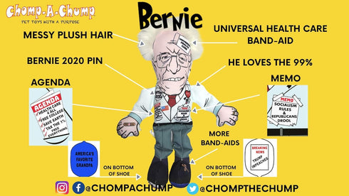 Crazy Bernie Parody Dog Toy - Gag Gift & Plush Dog Toy with Squeaker - Bernie Sanders Chew Toy and Political Stress Squeezer...