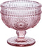 Vintage Flower Embossed Glass Footed Dessert Bowl Ice Cream Bowl Trifle Bowl Salad Bowl Candy Cake Bowl for Home Party Wedding 9oz-Pink...